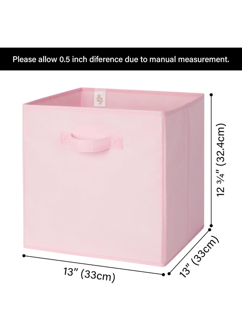 Pack of 6 Fabric Storage Cubes ， Foldable Square Boxes for Shelves, Organizer With Handles for Organizing Clothes, Pink - Image 4
